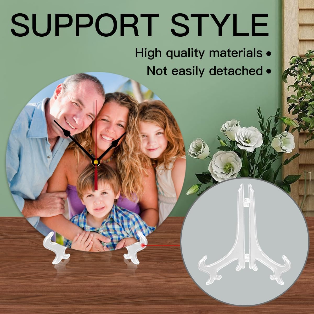 Generic Custom Clocks for Walls Personalized Picture Hanging Time Clocks That PVC Customized Round Silent Clock for Living Room Wedding Friend Family Lover, 12inch-30cm