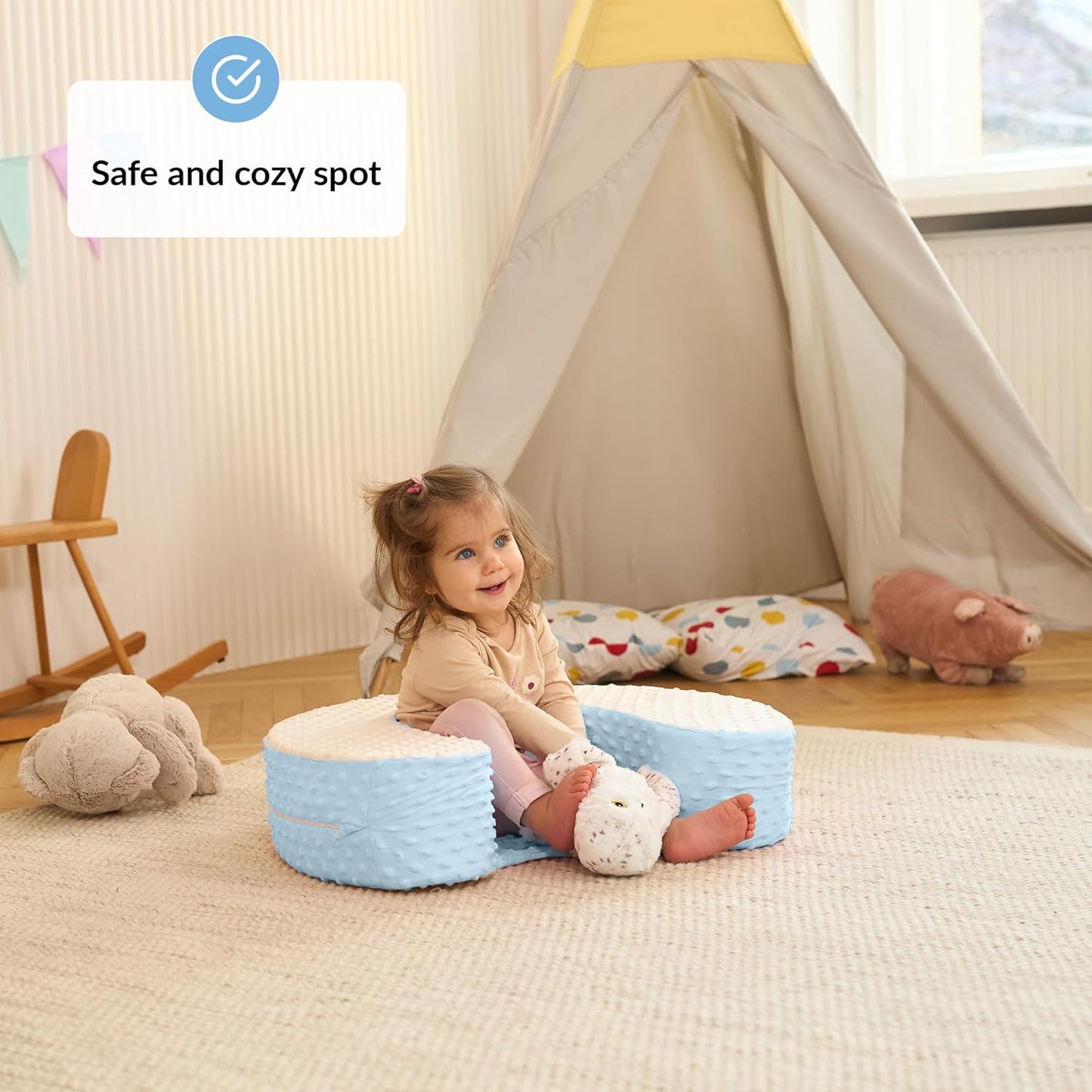 Baby Sit Up Pillow | Baby Pillow for Sitting Up | Comfortable Infant Seat for Early Sitting & Playtime | Soft & Stable Seat with Ring | Suitable from 4 Months