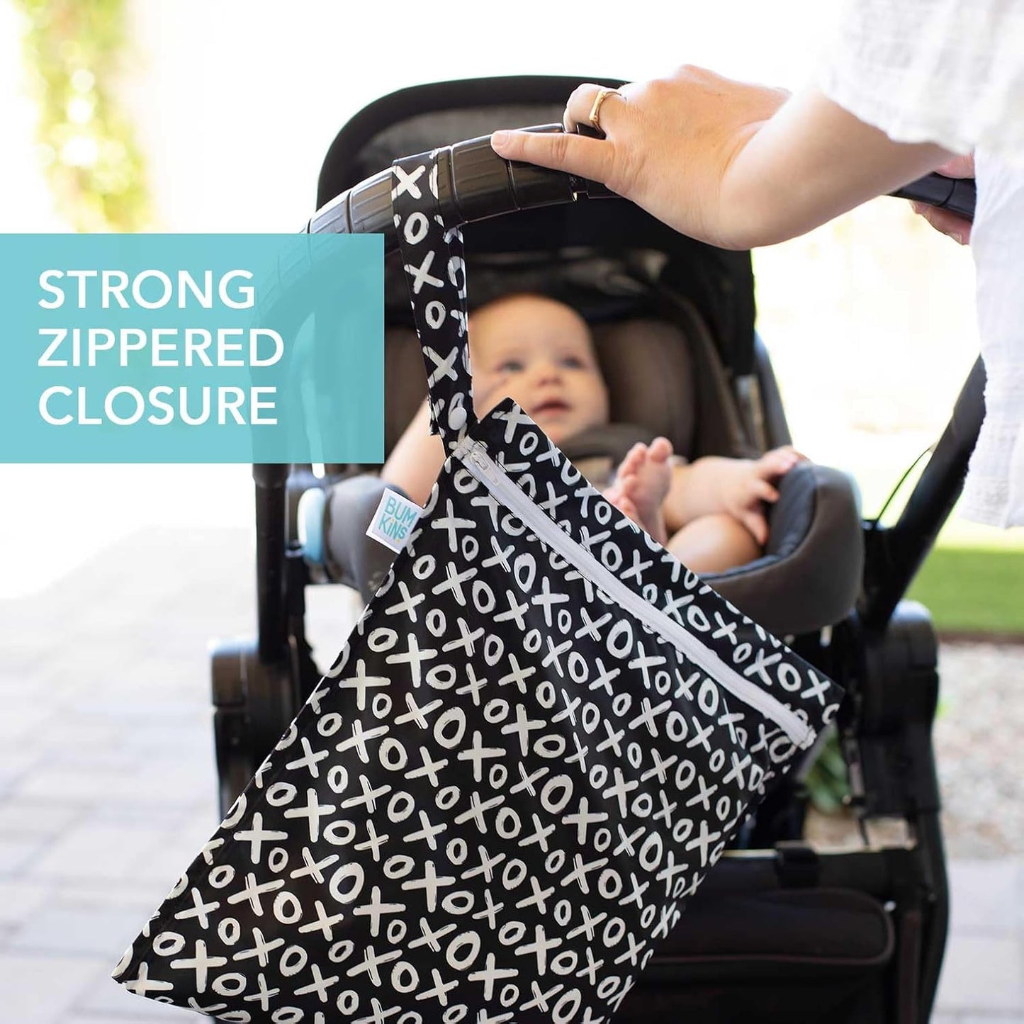 Bumkins - Waterproof Wet Bag - For Baby, Travel, Swim Suit, Cloth Diapers, Pump Parts, Pool, Gym, Toiletry, Strap to Stroller - Reusable & Easy to Clean - 2pk - Hearts & XOXO