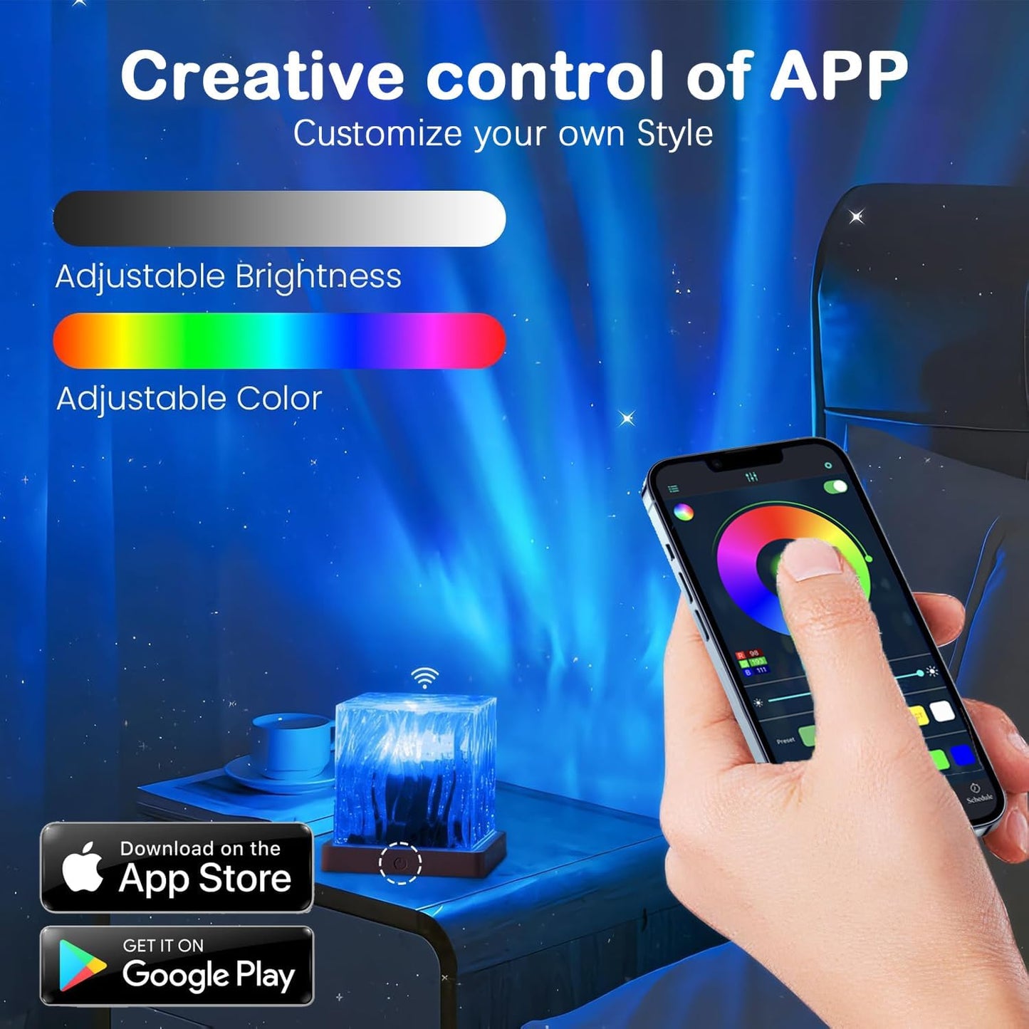 Northern Lights Projector, 16 Colors Rechargeable Aurora Light Projector & Mood Lighting Galaxy Lamp, Aurora Water Ripple Projector Light with Remote Control for Room Decorations,Cool Lights