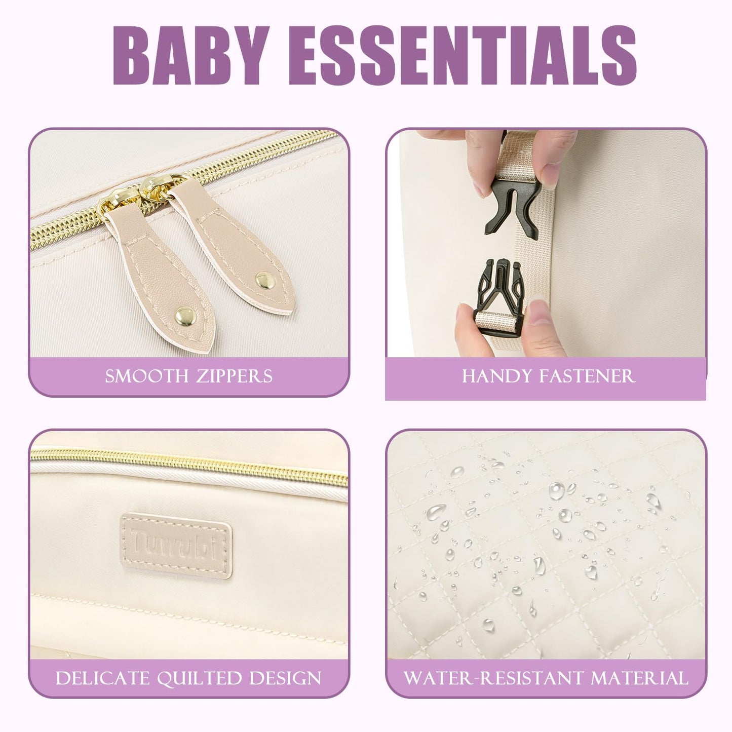 Tuwubi Diaper Bag Tote,Baby Diaper Bag with Pacifier Case Large Travel Diaper Tote Caddy for Mom and Dad Multifunction Large Baby Bag - White