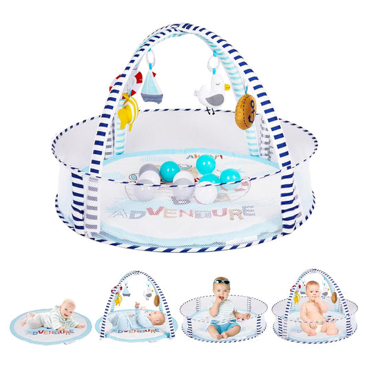 Activity Gym, Baby Play Gym Mat for Toddlers, 0-18 Months Tummy Time Play Mats, Infant Play Gym with Detachable Toys for Sensory Exploration and Motor Skill Development, PM2406