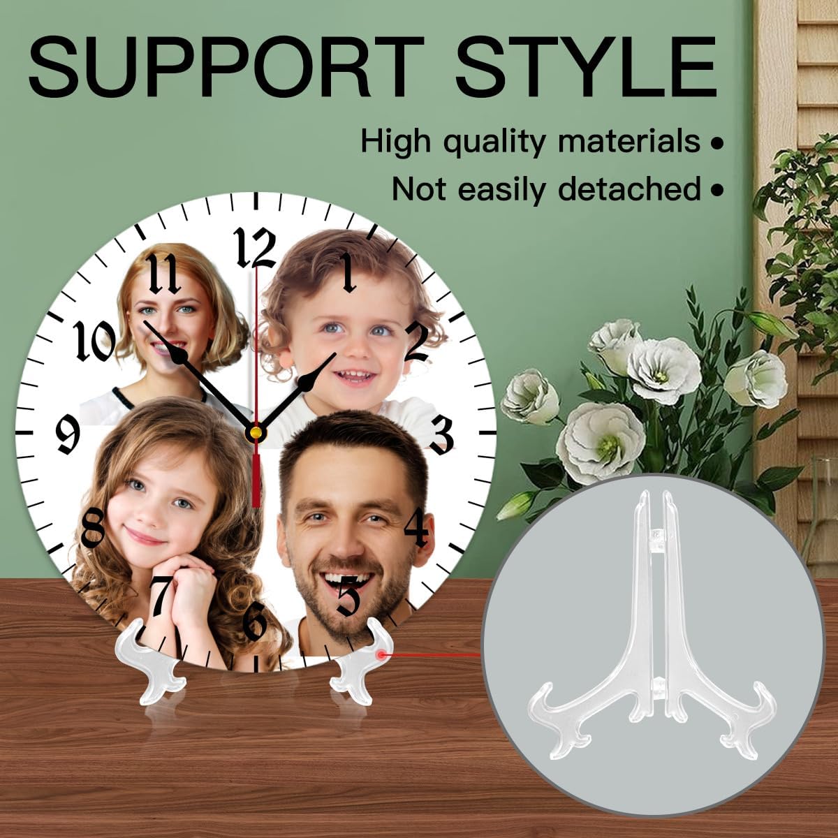 Generic Custom Wall Clock Personalized Clocks with Photo Text Logo Customize Gifts for Kitchen Bathroom Home Family Friends Gifts, 10inch-25cm