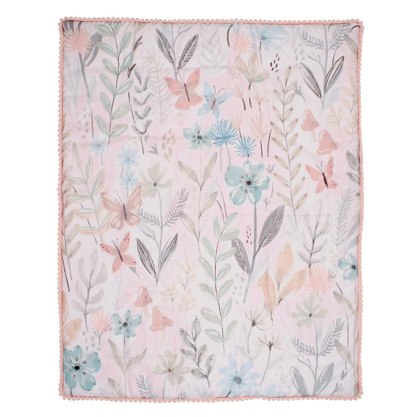 Lambs & Ivy Baby Blooms 3-Piece Pink Floral/Butterfly Baby Crib Bedding Set