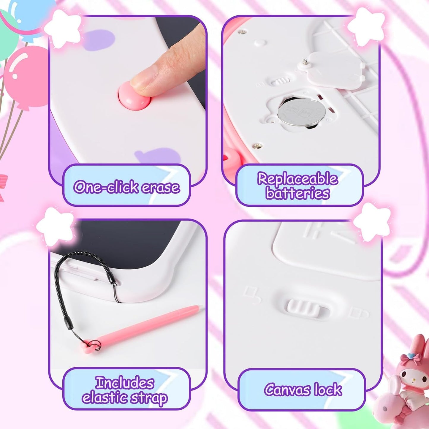 LCD Writing Tablet for Girl 3 4 5 6 Year Old 10 Inch, Drawing Board, Doodle Pad, Paint, Travel Toys, Road Trip, Birthday Gifts for Kids (Bunny Witch)