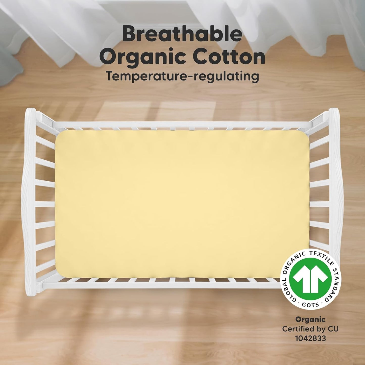 KeaBabies 2-Pack Organic Crib Sheets for Boys, Girls - 52x28 Fitted Crib Mattress Sheet Neutral, Breathable Jersey Cotton Cover for Baby Bed, Toddler Mattress, Soft & Cute Prints (Sunshine)