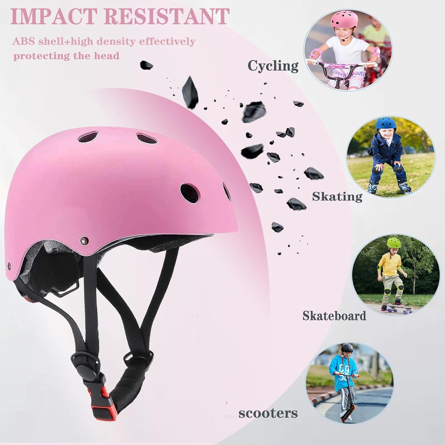 Kids Helmet,Toddler Skateboard Helmets for Ages 2-3-5-8-14 Years Boys Girls with Knee and Elbow Pads Wrist Guards fit Roller Skates,Skateboarding,Skating Scooter Adjustable Kids Helmet