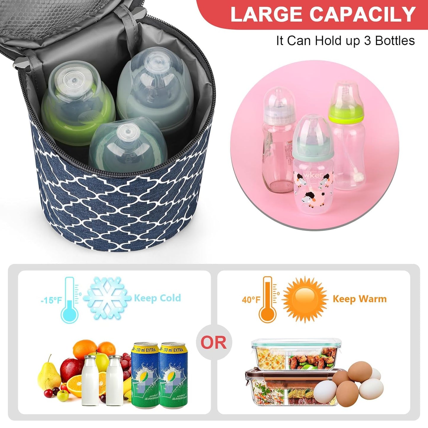 Accmor Breastmilk Cooler Bag, Insulated Baby Bottle Cooler Tote Bags for Nursing Mom Daycare