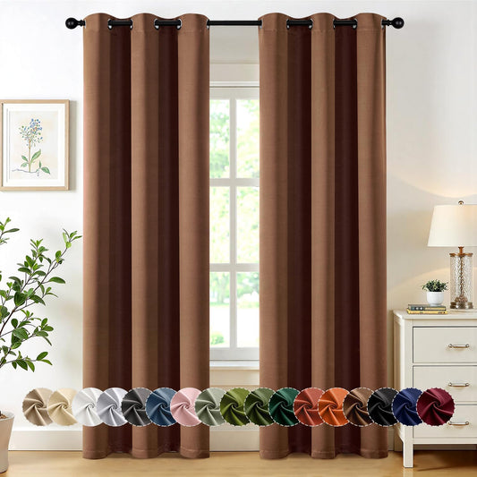MIULEE Blackout Curtains for Bedroom Living Room 72 Inches Long 2 Panels, Thermal Insulated Room Darkening Drapes Solid Grommet Top Light Blocking Window Curtains W40 x L72 Inch Mocha Brown