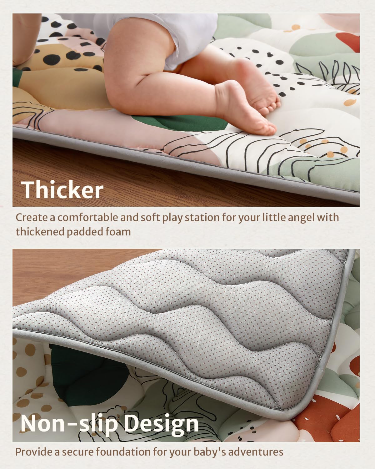 Blissful Diary Baby Play Mats for Floor, 47x47 Inch Playpen Mat, Thicken Padding Foam Playmate for Babies and Toddlers Infants, Modern Abstract