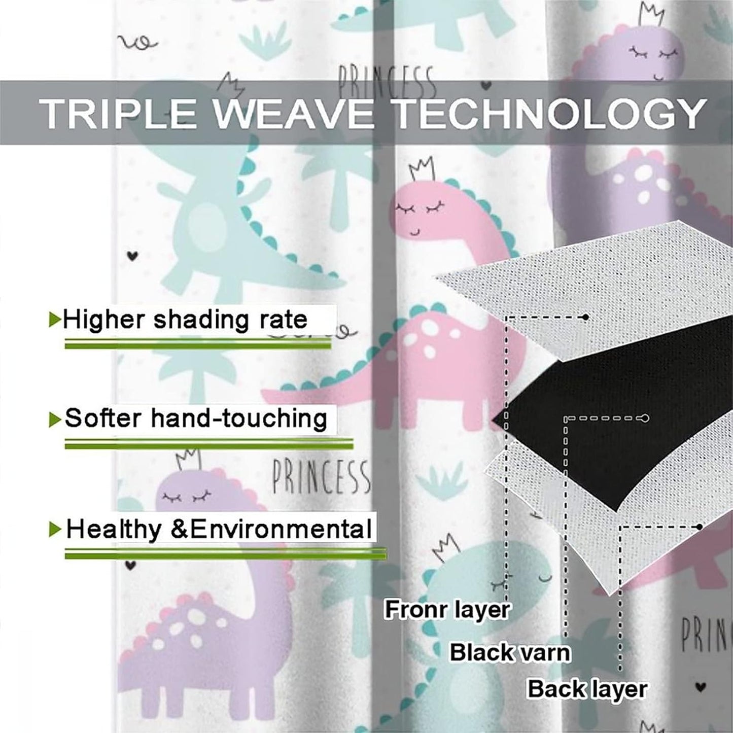 Kids Dinosaur Curtains for Boys Girls Bedroom Decor Cartoon Dino Colorful Cute Funny Animal Wildlife Printed Blackout Rod Pocket Window Drapes for Baby Nursery Playroom W31.5xL63in 2 Panels