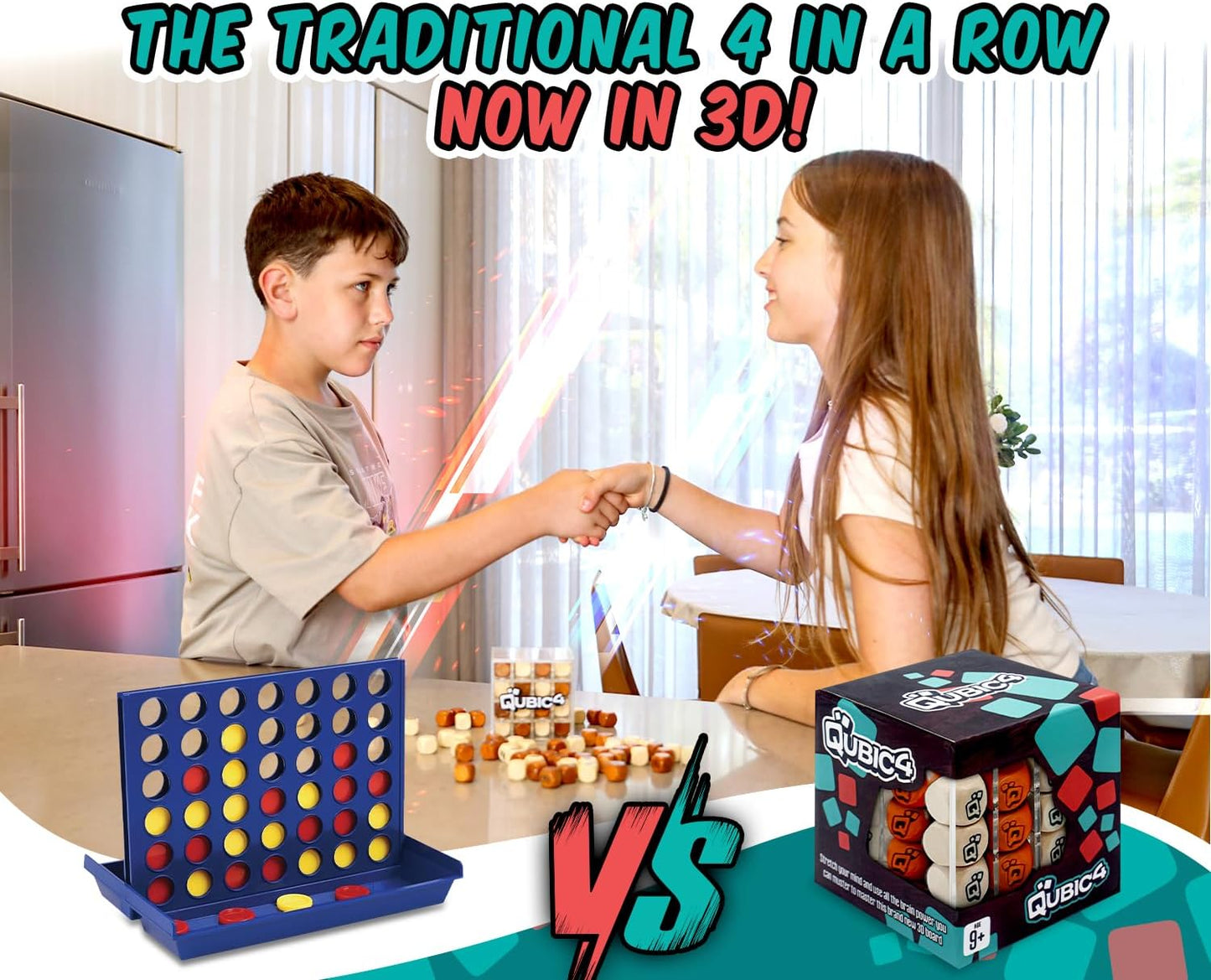 , a Unique 4 in A Row Game, 3D Strategy Board Game for Critical Thinking. The Classic Grid Game in a Sleek Acrylic Cube. Superbly Designed Wooden Cubes. Tactical Game Play for All Ages