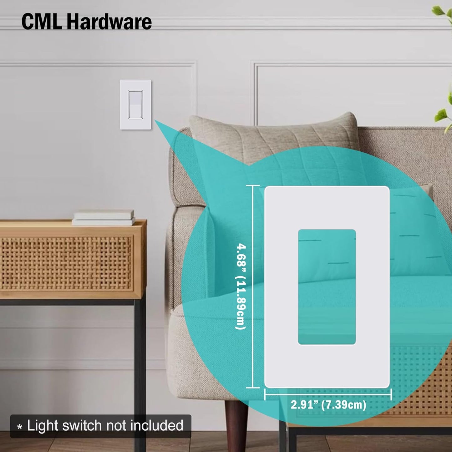 CML Decorator Screwless Wall Plate, 1-Gang Receptacle Outlet Cover, 8 Pack Hidden Screw Smooth Face Switch Plates, Standard Size 2.91"x4.68", UL Listed, White