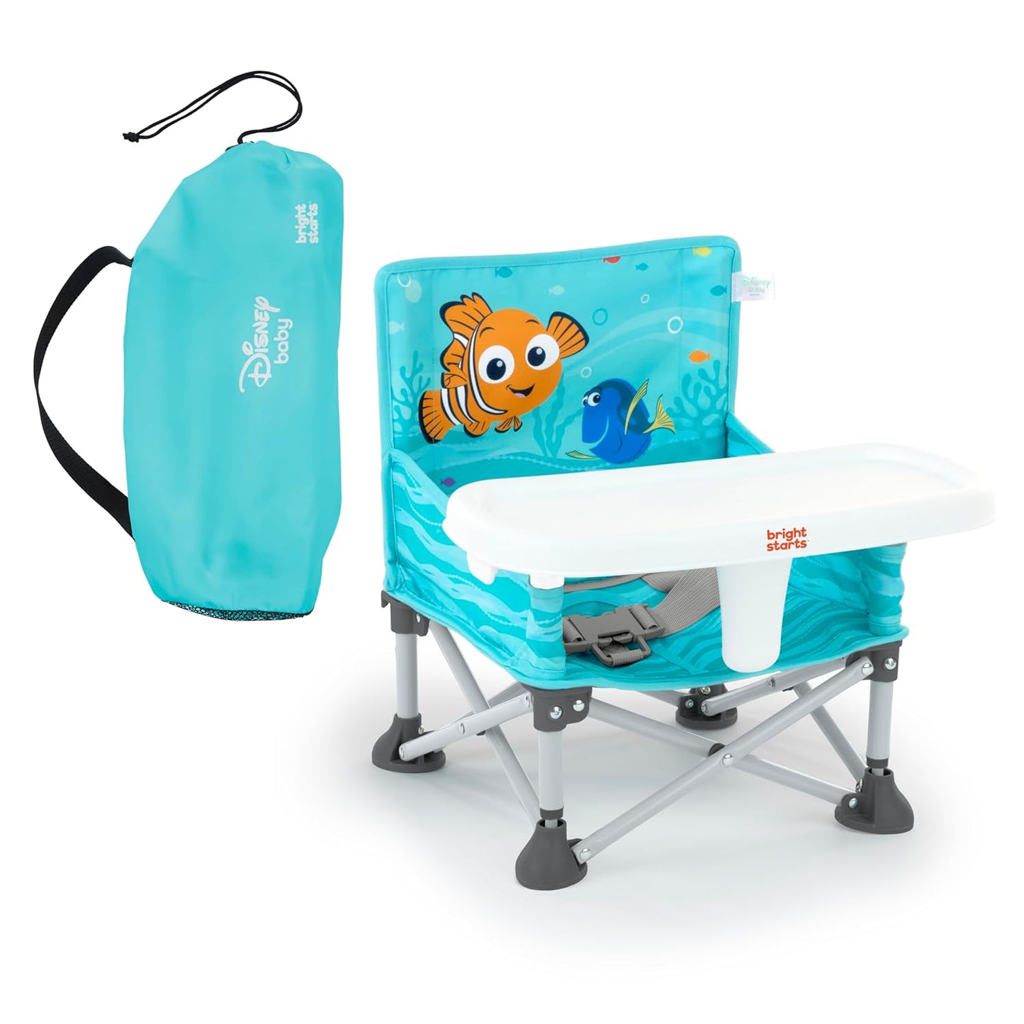 Bright Starts Disney Finding Nemo Pop 'N Sit Portable Booster, Indoor/Outdoor Use, Floor Seat with Feeding Tray, 6 Mos - 3 Yrs