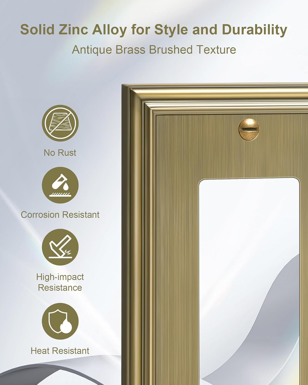 4-Pack Decorator Cover Plate, Antique Brass Decorative Switch Plates and Outlet Covers, Durable Zinc Alloy Wall Plates for Electrical Outlets, Receptacle, GFCI Outlet, Dimmer Switch