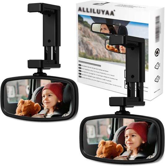 360-Degree Baby Car Mirror for Rear-Facing Seats,Kids Safety Mirrors with Tool-Free Installation,Kids Rear View Mirror BPA-Free Shatterproof & ASTM Certified (Adjustable 14"-22") (2 Pack)