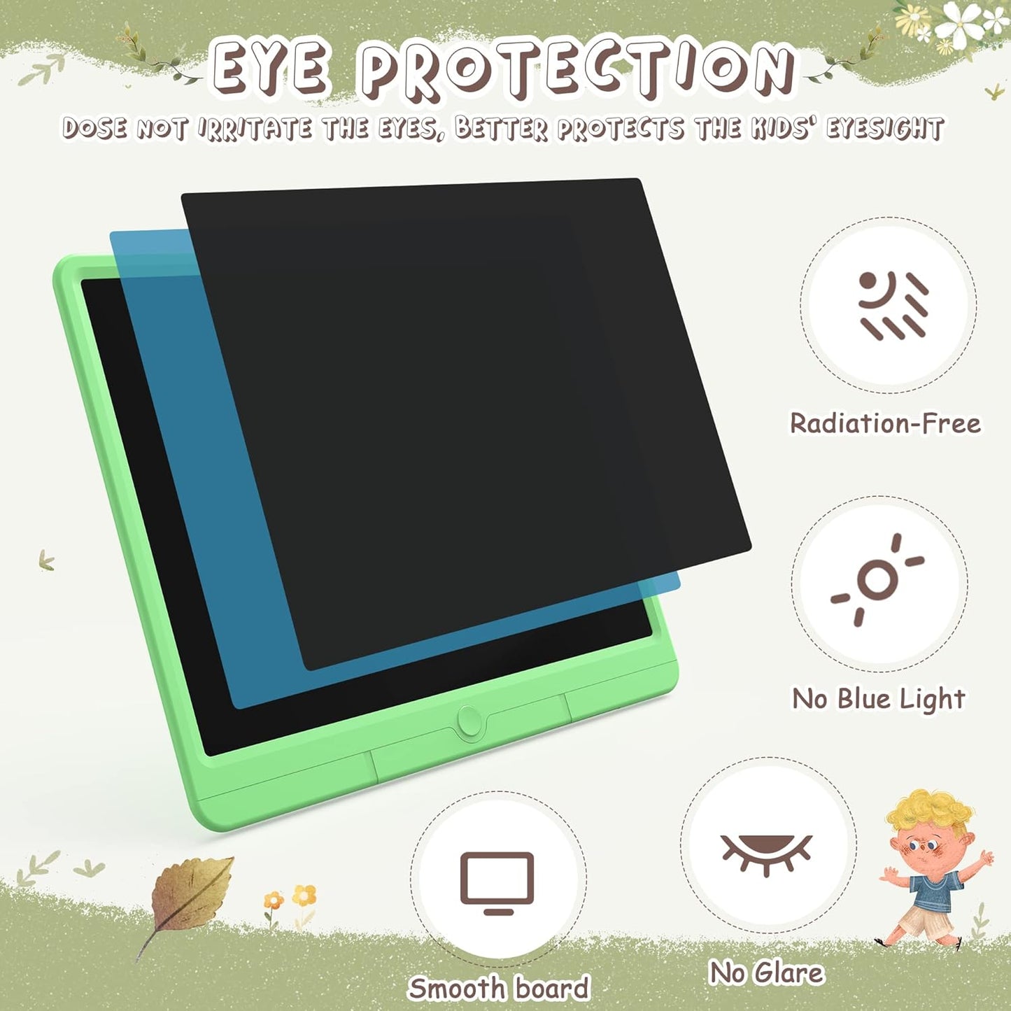 GIGART LCD Writing Tablet 15 Inch Drawing Tablet Magic Doodle Board Drawing Pad, Electronic Writing Board, Educational Toys Gifts for Kids and Adults at Home,School and Office (Green)