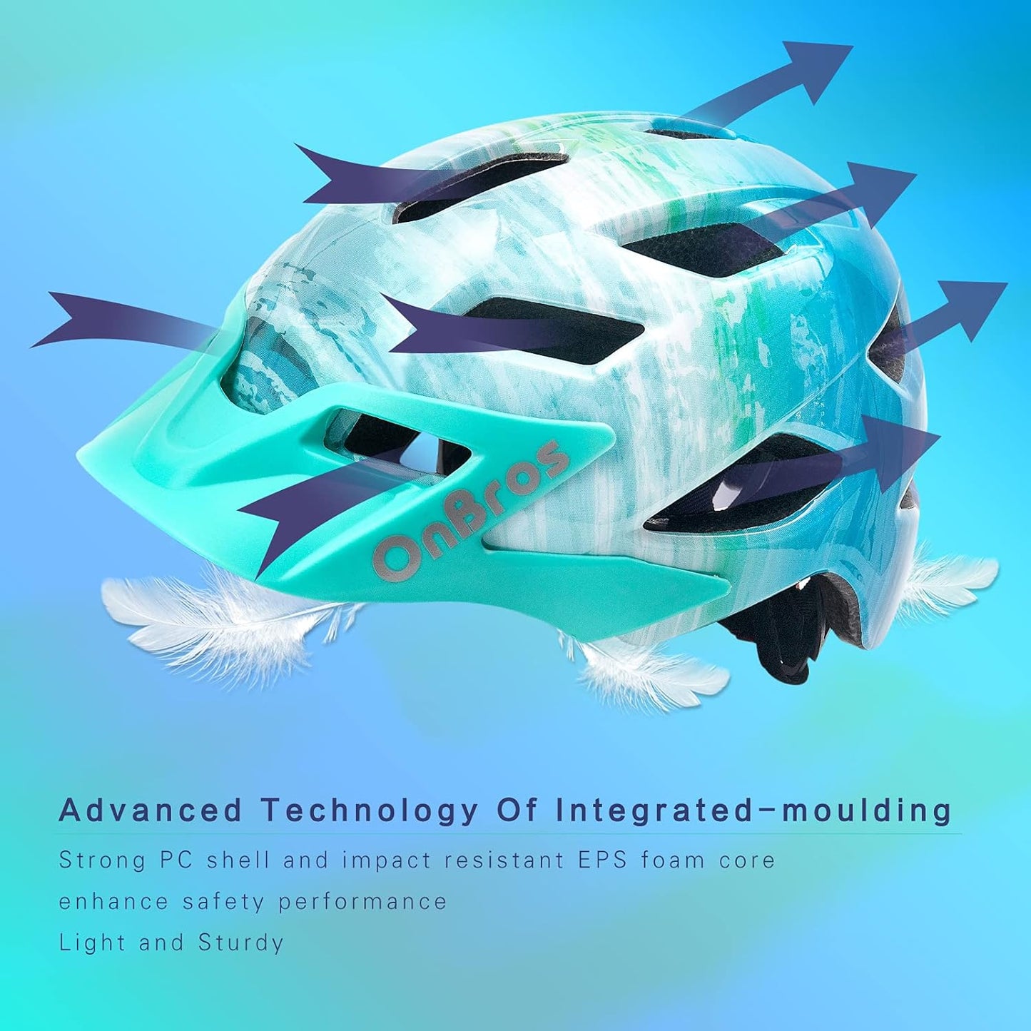 OnBros Kids Bike Helmet - Bike Helmets for 5-14 Boys or Girls with Visor, Children Bicycle Helmet for Skateboard Mountain Scooter Road Cycling, Lightweight and Adjustable 50-57CM