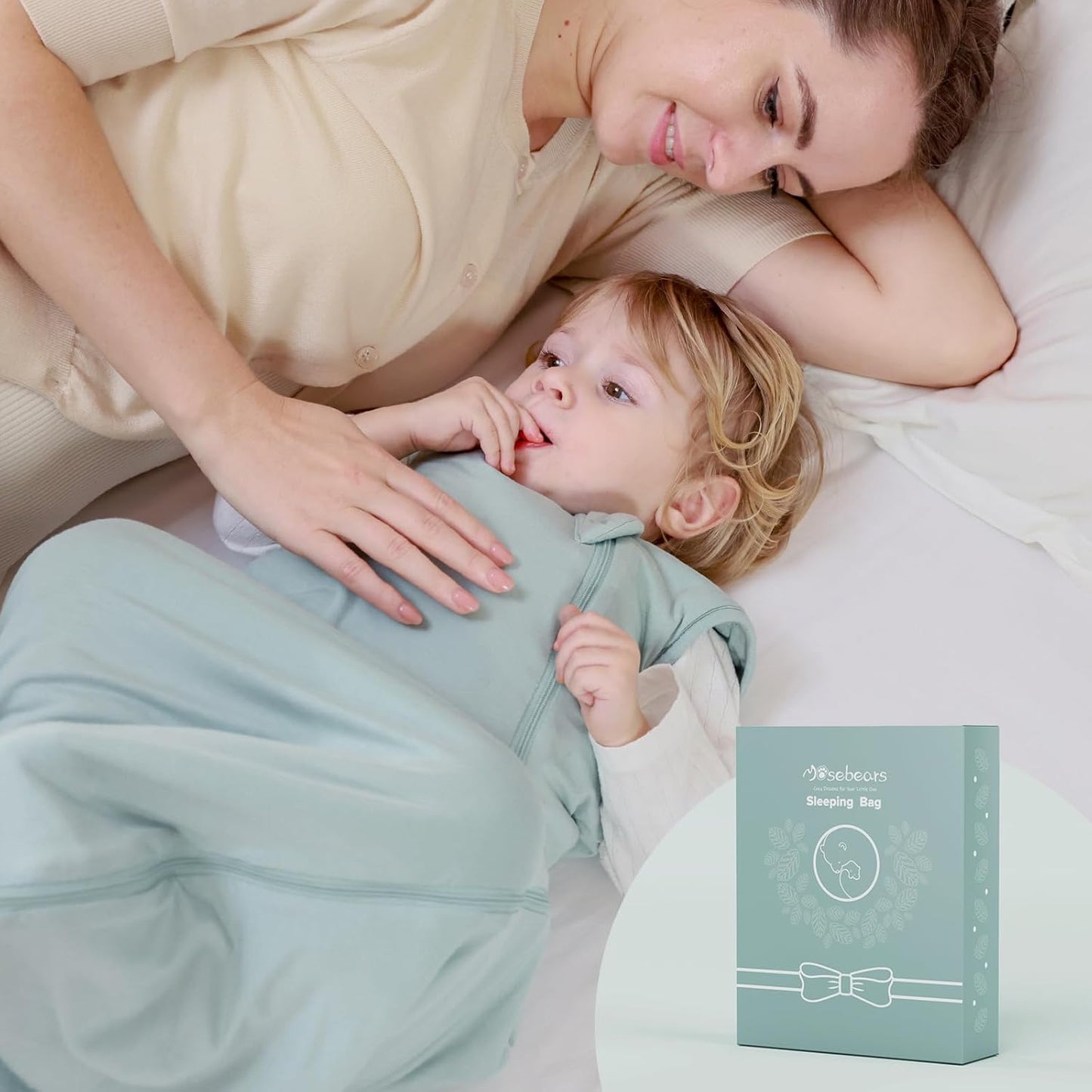 Mosebears Unisex Baby Sleep Sack 1.0 TOG, Supersoft Rayon Made from Bamboo Wearable Blanket with 2-Way Zipper(Sage,18-36 Months)