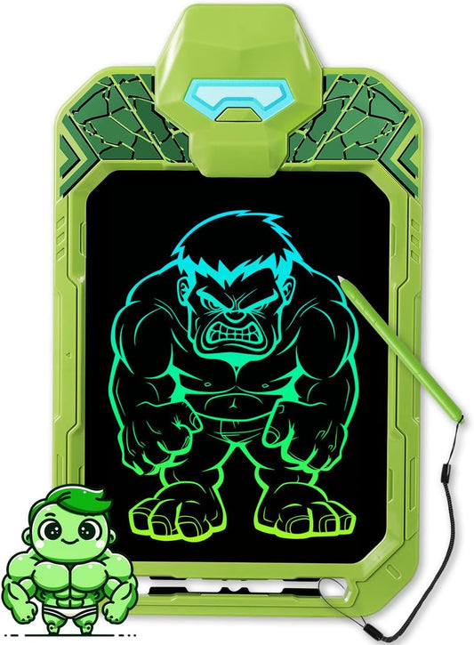 LCD Writing Tablet for Kids 10 Inch Green Giant Power Hero for Toddler 3 4 5 6 - Paint, Doodle Board, Drawing Pad - Travel Toys, Road Trip Car Activities, Birthday Christmas Gift Boys & Man