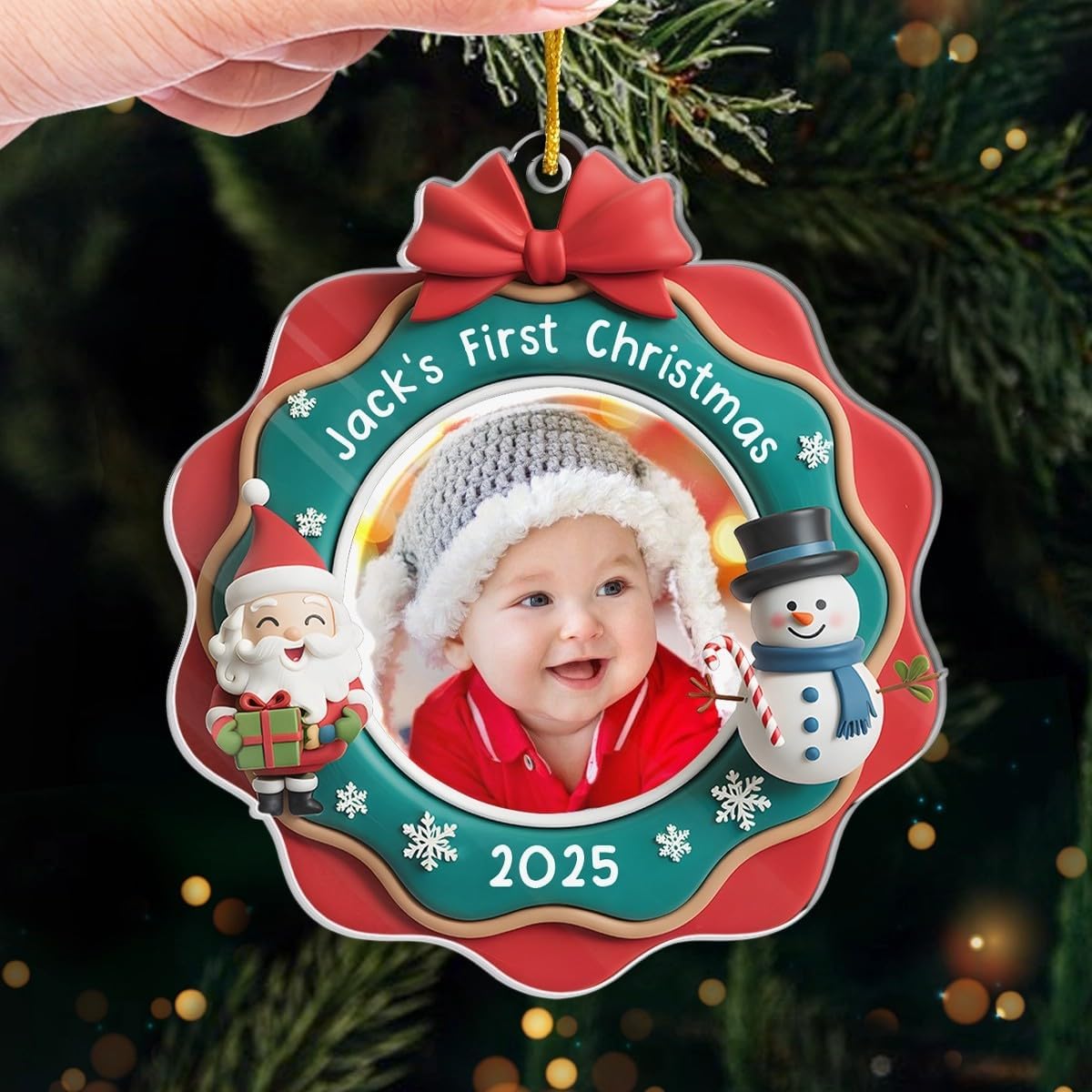 Pawfect House Custom Photo Acrylic Ornament, Personalized Christmas Baby Shower, Gender Reveal Gifts For New Moms, New Dads, New Parents, Christmas Tree Decorations For New Parents, House Warming Gift