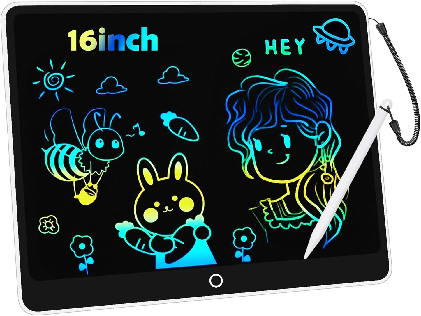 LCD Writing Tablet Doodle Board, 16inch Colorful Drawing Tablet Writing Pad, Kids Travel Essentials, Toddler Toys for 3 4 5 6 7 8 Year Old Girls Boys- Christmas and Birthday Gifts