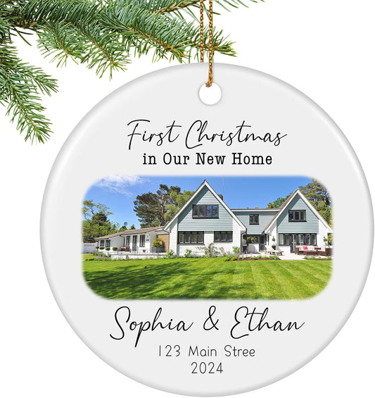 Personalized First Christmas in Our New Home Ornament 2025, New House Address Christmas Ornaments, Housewarming Gift for New Homeowners, Couples, or Family