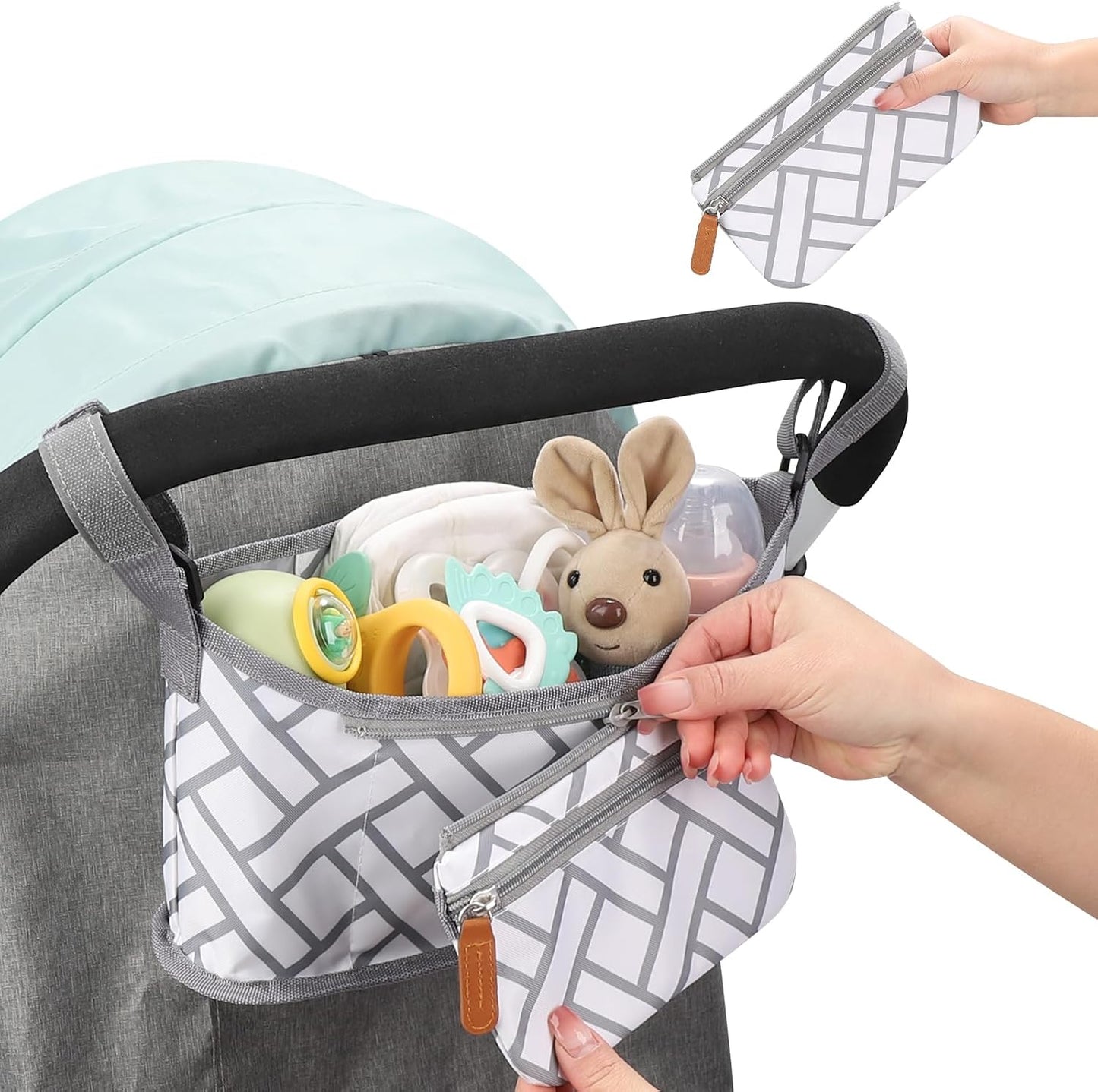 Accmor Universal Stroller Organizer with Detachable Phone Bag, Stroller Bag Caddy Organizer Stroller Accessories for Uppababy, Baby Jogger, Nuna, Doona, Britax Strollers