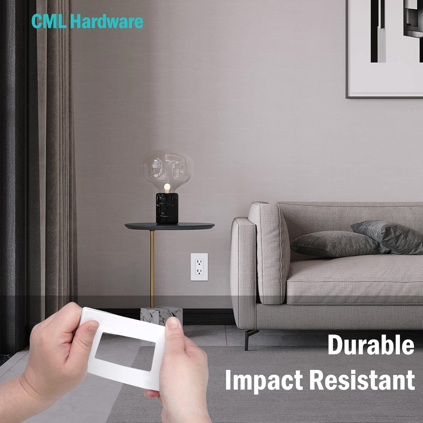 CML Screwless Decorator Wall Plates, 80 Pack 1-Gang Light Switch Covers, Single Decor Receptacle Outlet Cover, Impact Resistant, Standard Size 2.91” X 4.68”, UL Listed, Gloss White