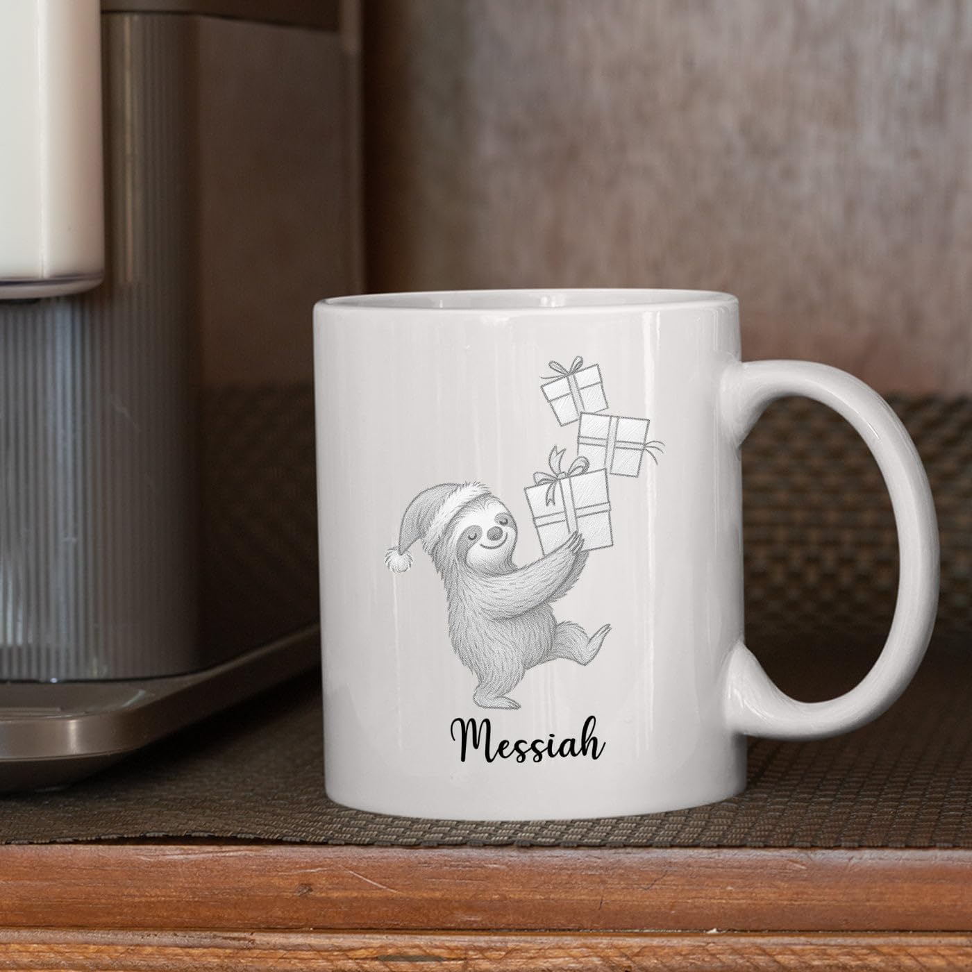 Sloth Ceramic Mug Cup Gift For Sloths Lover Boyfriend Girlfriend Birthday Christmas, Personalized Animal White Accent Tea Cup 11 15 Oz, Custom Name Sloths Coffee Mug Gift For Family Friends Besties
