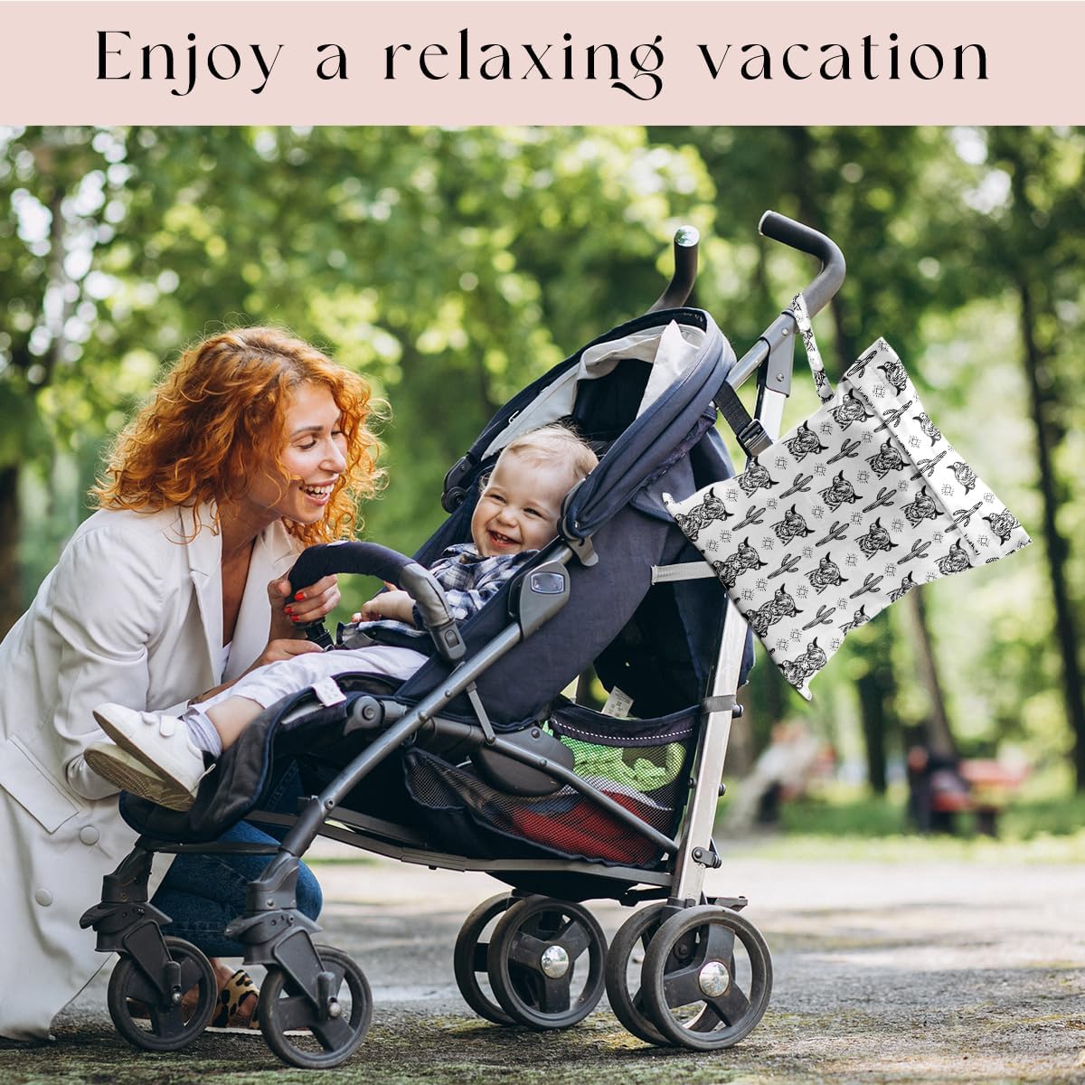 Waterproof Wet Bag for Swimsuit, Travel Beach Wet Dry Bag, Hidden Zipper Reusable Western Cowgirl Wet Bags, for Travel Beach Wet Swimsuits Toiletries Diapers Laundry Bag