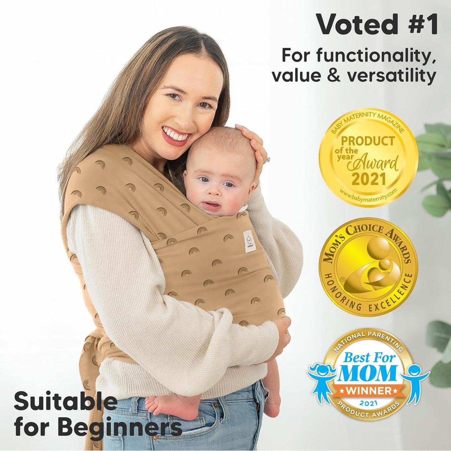KeaBabies Baby Wrap Carrier - All in 1 Original Baby Carrier Newborn to Toddler Sling, Easy to Wear, Hands Free Bonding, Lightweight, Breathable Infant Wraps (Rainbow)