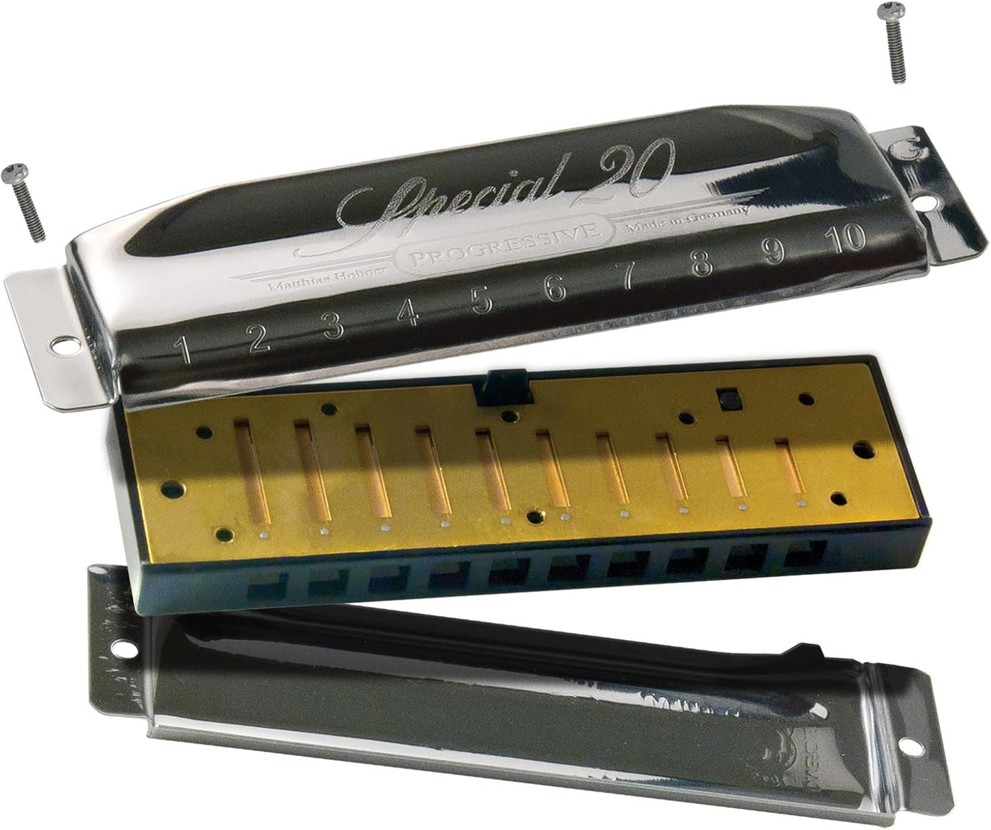 Hohner 560 Special 20 Harmonica - Key of D Bundle with Carrying Case, Key Stickers, Harmonica Beginner Online Manual, and Austin Bazaar Polishing Cloth