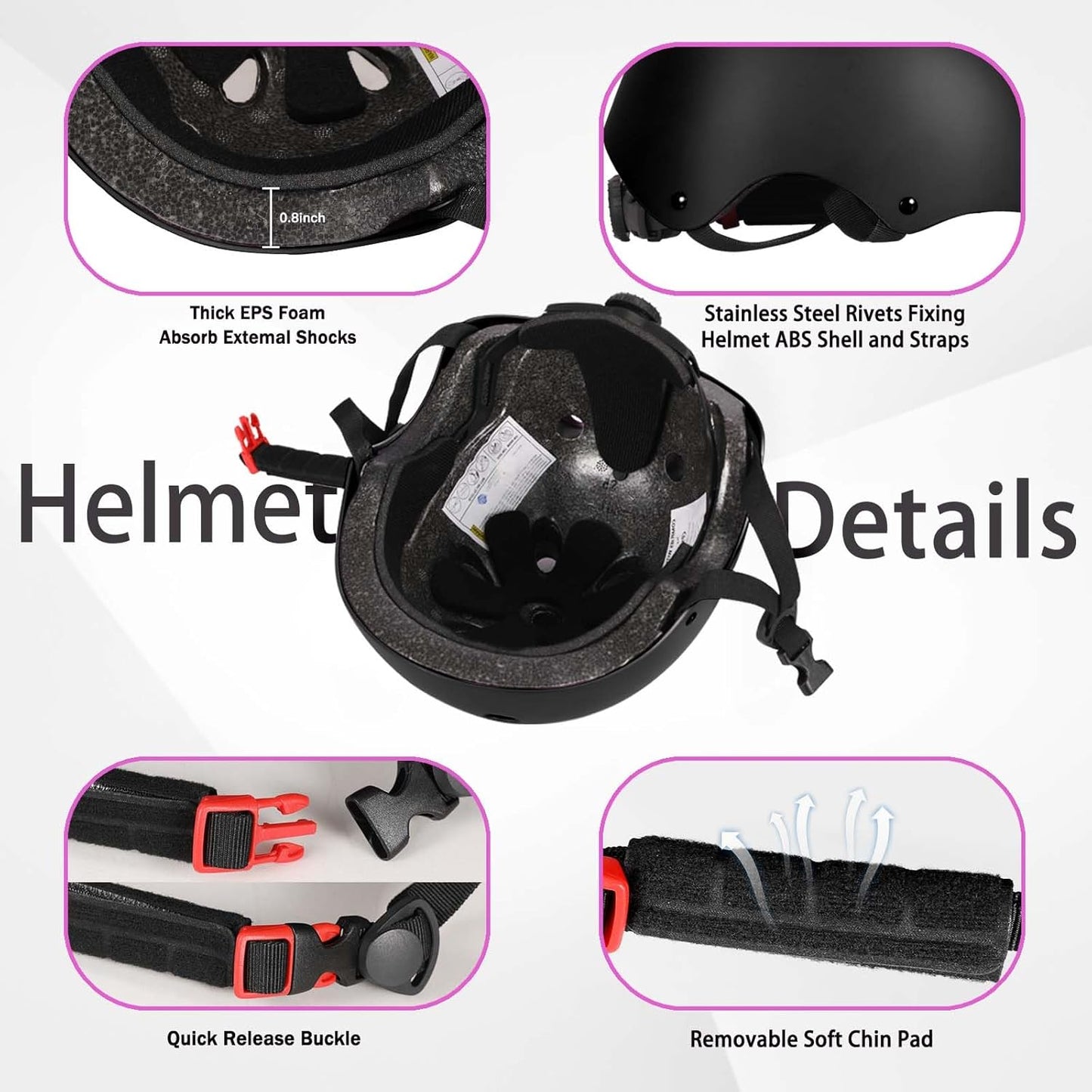 Kids Bike Helmet Set Adjustable Helmet for Ages 3-15 Kids Toddler Boys Girls Youth, Multi-Sport Bicycle Skateboarding Football Rollerskating Scooter Rollerblade Balance Bike Helmets