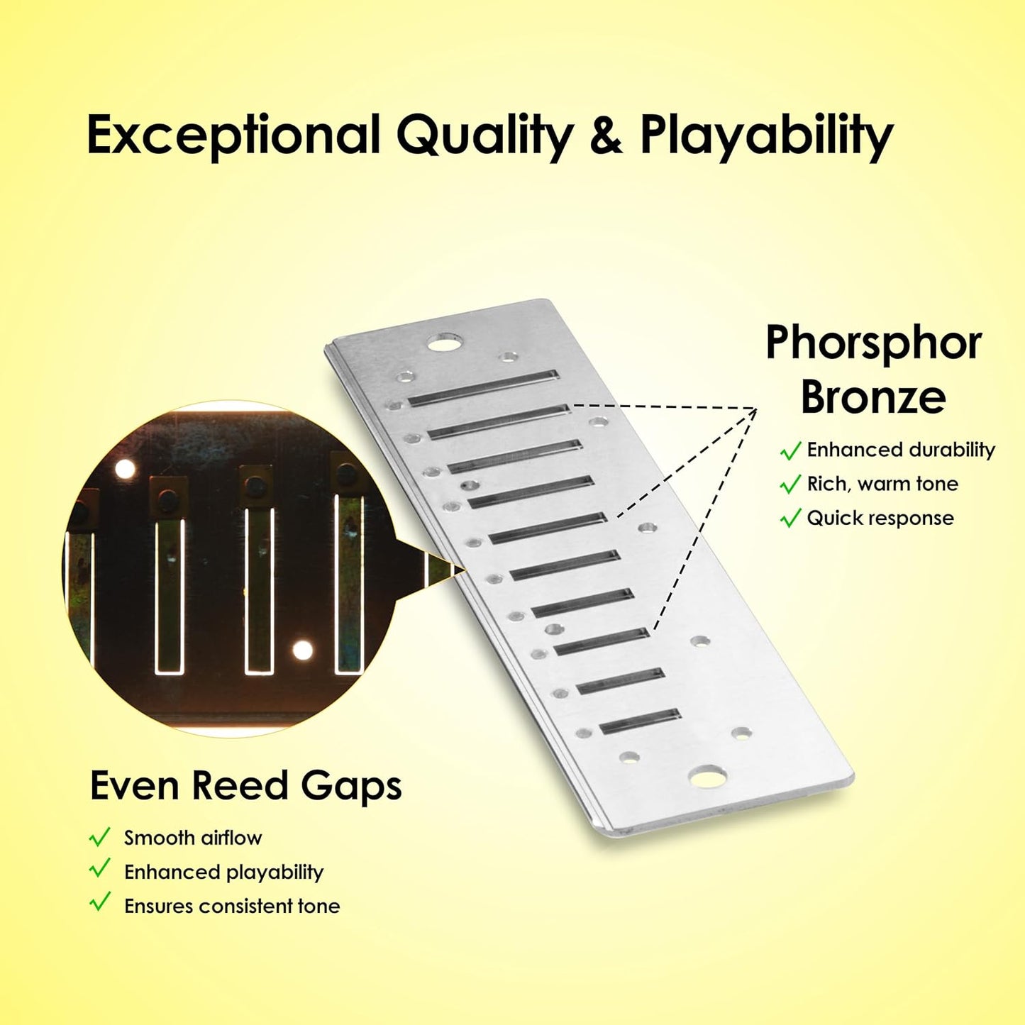 Diatonic Harmonica of D Key,Blues Mouth Organ 10 Holes 20 Tones, Reed of Phosphor Bronze, ABS Combo, Easy-Clean Cover,10 Holes Blues Harp for Adult, Beginner