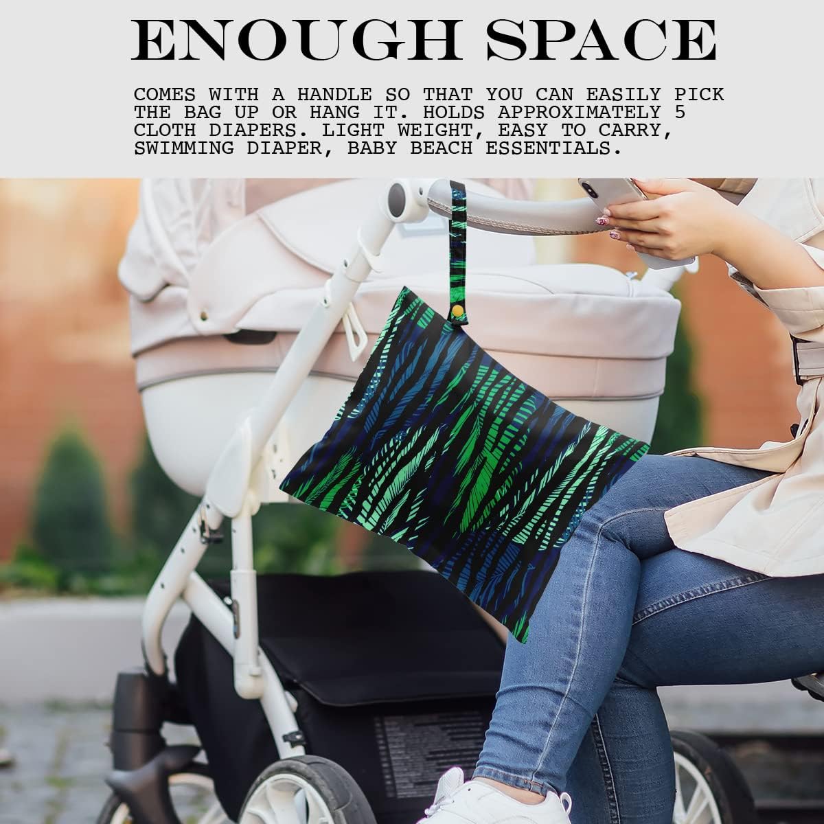 Wet Bag, Wet Dry Bag, Wet Bag for Swimsuit, Travel, Beach, Pool, Diapers, Dirty Yoga Gym Clothes, Makeup Bag, Waterproof Tropical Palm Leaves Decor Jungle Palm Leaf Favors