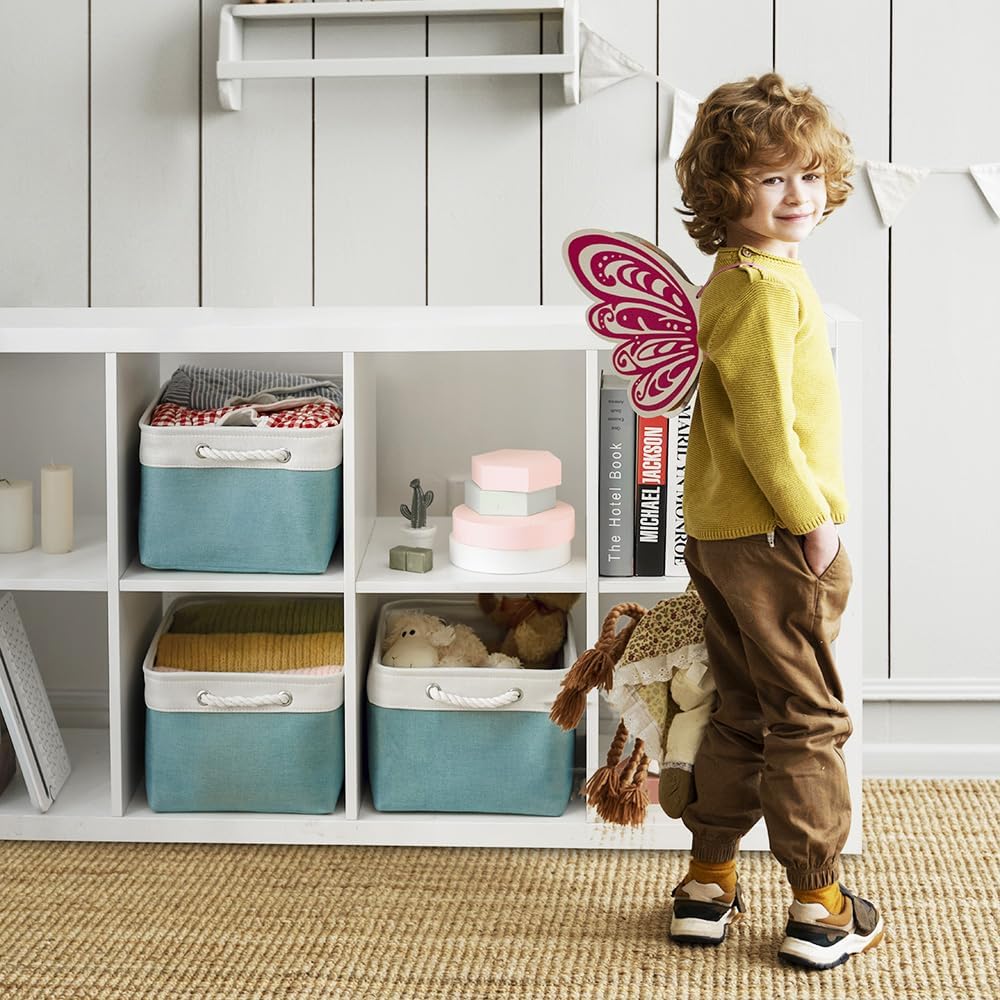 Storage Cubes - 4 Pack Large Fabric Baskets for Organizing, Collapsible Storage Bins for Closet Cloth Decorative Gift supplies Organizer Shelf 15.7 (L) x 11.8 (W) x 8.2 (H) inches