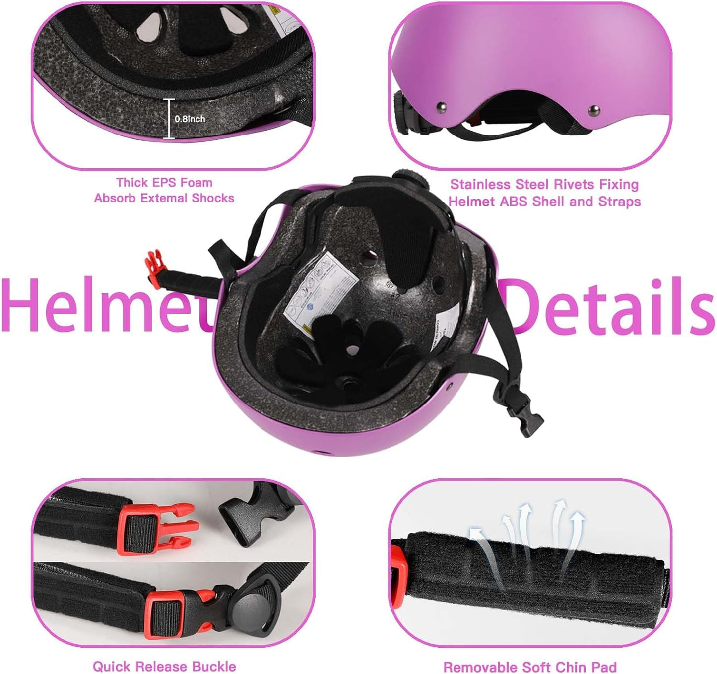 Kids Bike Helmet Set Adjustable Helmet for Ages 3-15 Kids Toddler Boys Girls Youth, Multi-Sport Bicycle Skateboarding Football Rollerskating Scooter Rollerblade Balance Bike Helmets