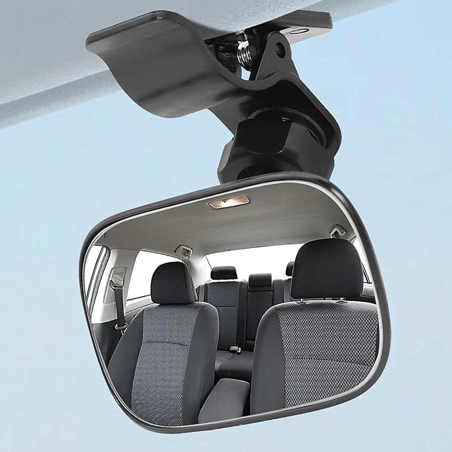 Car Interior Rearview Baby Mirror, Universal Wide Angle Convex Mirrors Clip On Mirror for Infant Toddler Child Backseat, 360° Freely Adjustable. (Black)