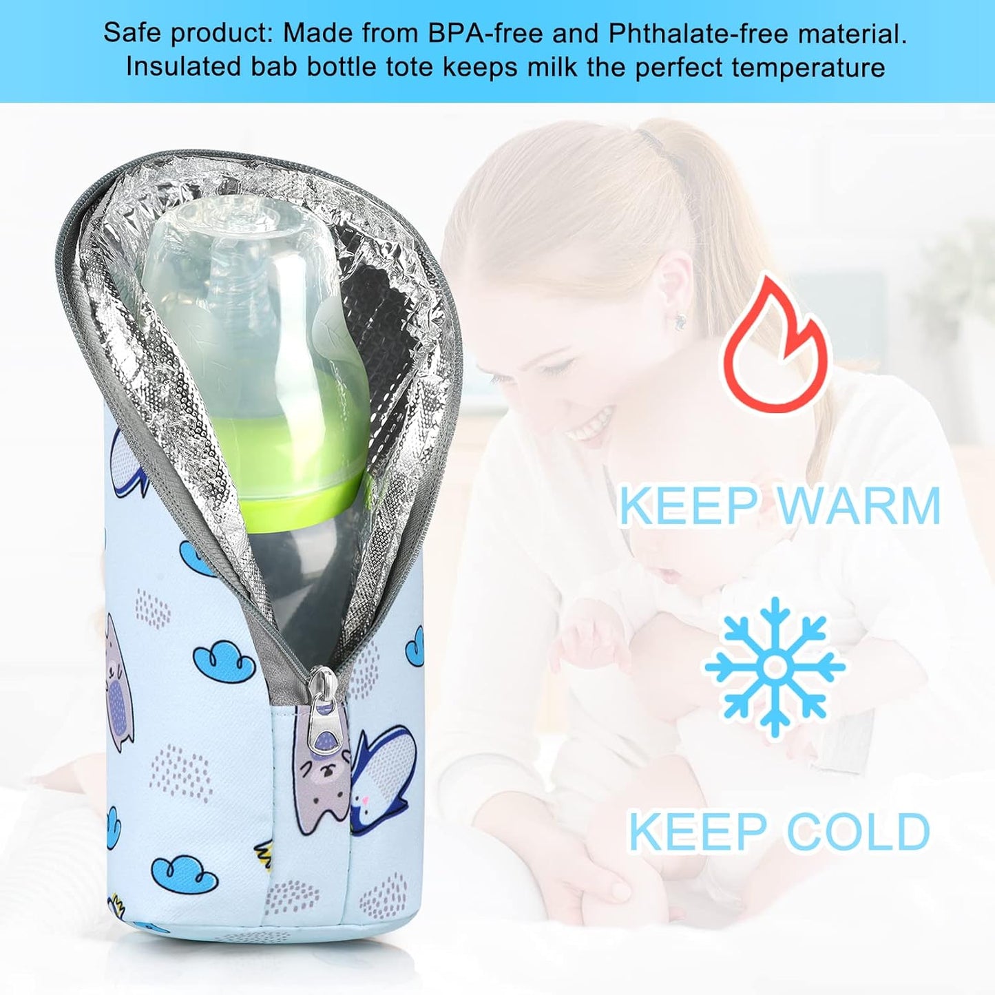 Accmor Baby Bottle Cooler Tote Bags, Insulated Breastmilk Cooler Bag, Nursing Bottle Cooler Warmer Bag for Nursing Mom Daycare Travel