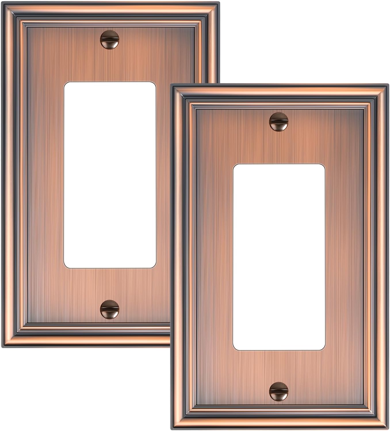 2-Pack Decorator Outlet Cover Plate, Antique Copper Decorative Switch Plates and Outlet Covers, Durable Zinc Alloy Wall Plates for Electrical Outlets, Receptacle, GFCI Outlet, Dimmer Switch