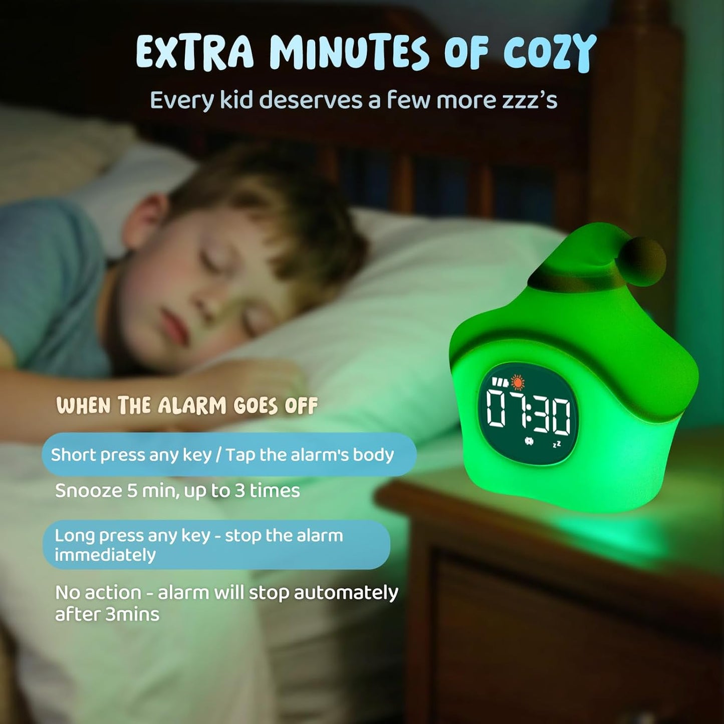 Star Alarm Clock with Night Light for Kids with Sleep Training and Sound Machine, Rechargeable Silicone Lamp OK to Wake Clock, Cute Animal Tabletop Lamp, Perfect Sleep Companion for Boys Girls, Blue