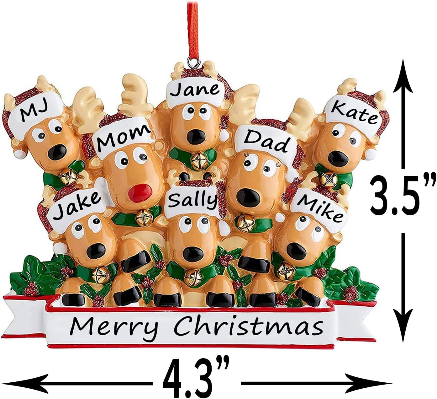 Personalized Christmas Ornaments 2025 Family of 2/3/4/5/6/7/8 Deer Christmas Ornaments Custom Name Customized Gifts for Xmas Tree,Family of 3