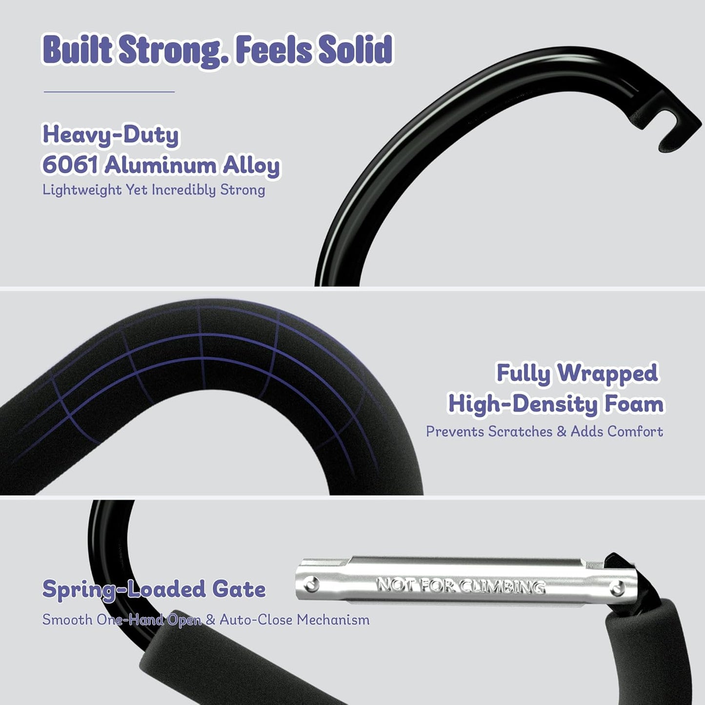 sprookber 6.7 Inch Large Stroller Hooks for Diaper Bags & Purses, Heavy Duty Mommy Hooks for Shopping, Grocery, Backpack – Baby Stroller Accessories, Set of 2 (Black)