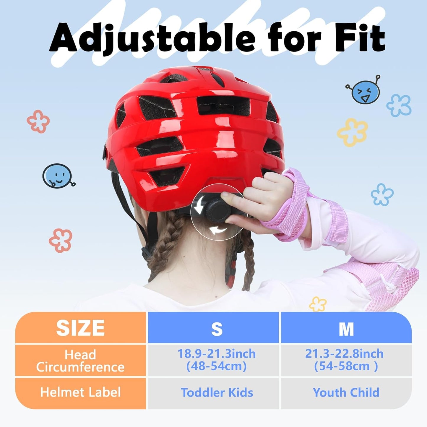 Kids Bike Helmet, 2 Size Adjustable for Youth Toddler Boys & Girls 3-5-8-10-12-14 Years, Child Helmets with Visor for Skating Cycling Scooter