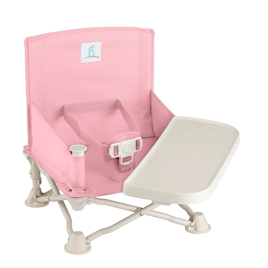 Hiccapop OmniBoost Travel Booster Seat with Tray for Baby | Folding Portable Baby Booster Seat for Dining Table, Camping, Beach, Grandma’s | Tip-Free Design Straps to Kitchen Chairs - Booster Chair
