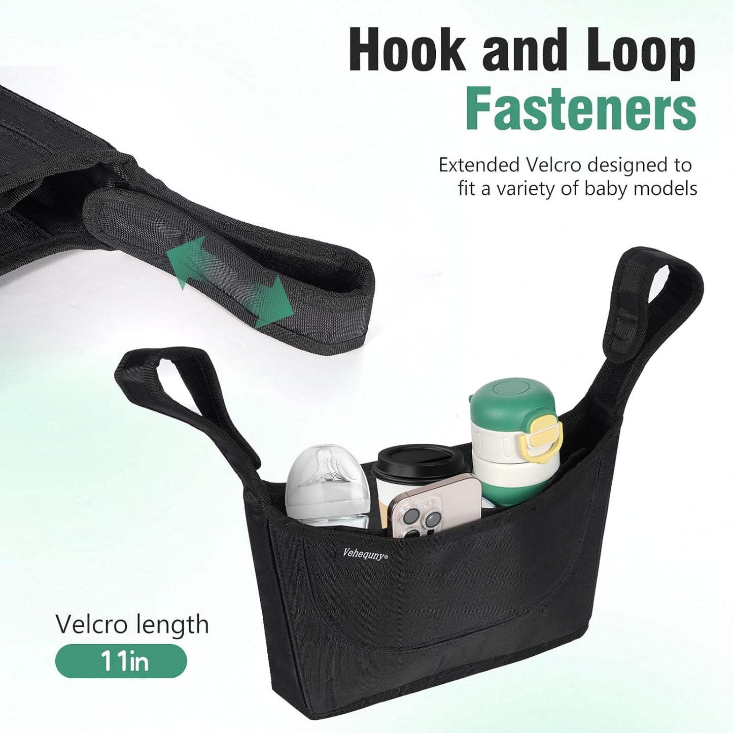 Stroller Caddy, Universal Stroller Organizer,600oz Large Storage Stroller Organizer Bag Fits for Uppababy, Baby Jogger, Britax, BOB, Cruz, Minu, G-Series ,Most Strollers