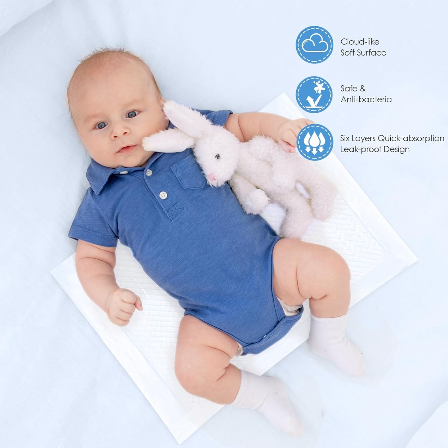 Disposable Changing Pads for Baby, 50 Pack Disposable Changing Pad Liners, Waterproof Disposable Underpads, Ultra Absorbent Super Soft Breathable Diaper Changing Mat 13 x 18 in