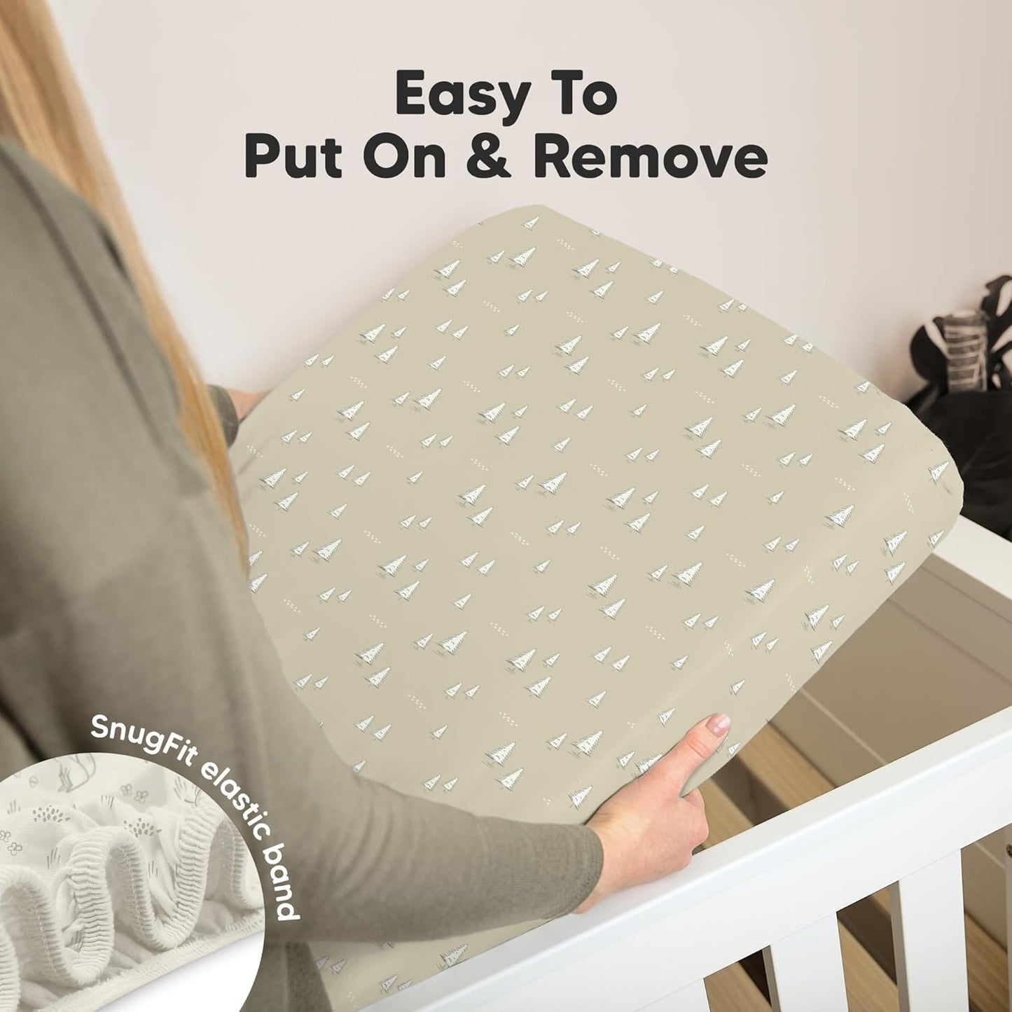 KeaBabies 2-Pack Organic Crib Sheets for Boys, Girls - 52x28 Fitted Crib Mattress Sheet Neutral, Breathable Jersey Cotton Cover for Baby Bed, Toddler Mattress, Soft & Cute Prints (Pine Grove)