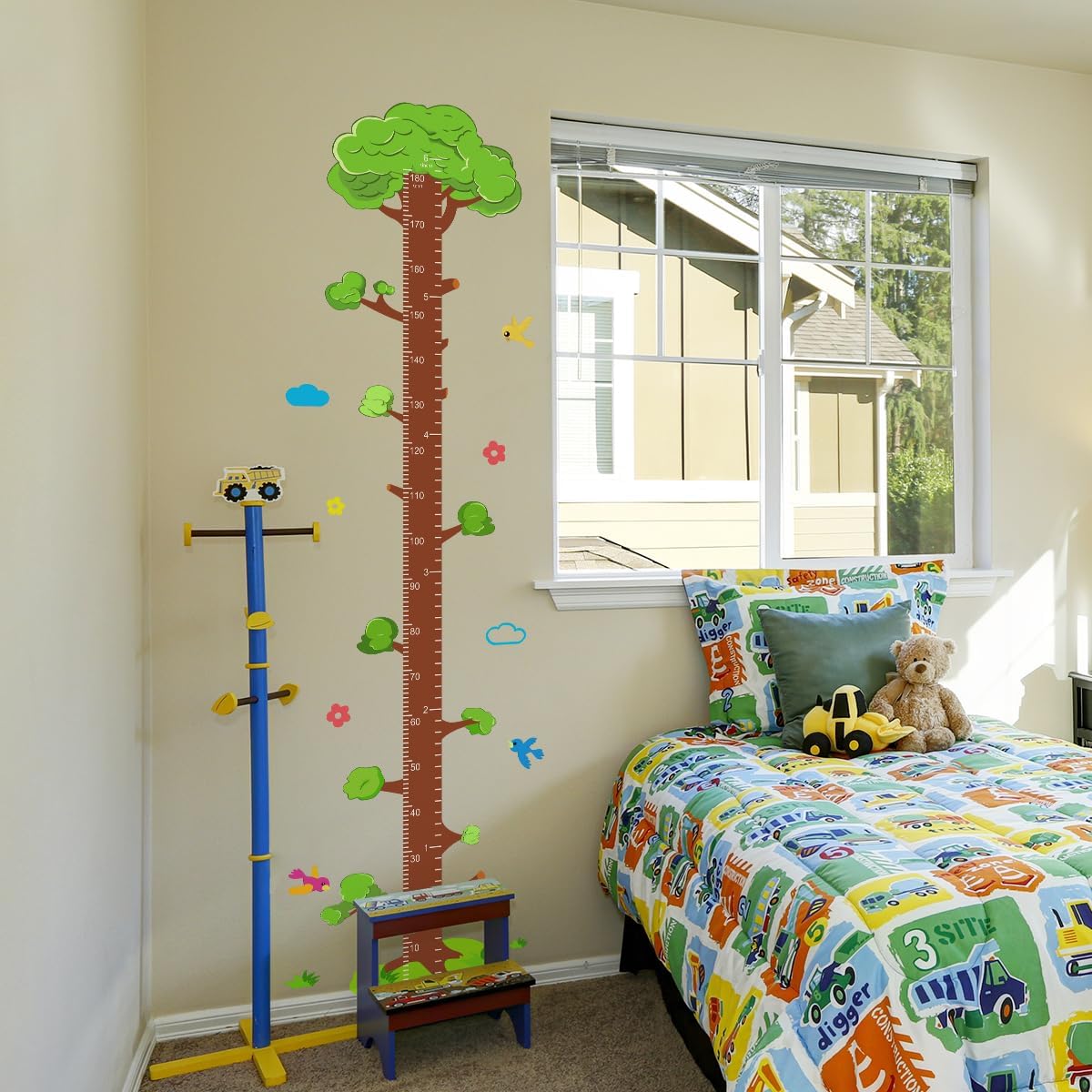 Tree Self-adheve Vinyl Nursery Wall Decal Baby Growth Chart Sticker for Bedroom Play Room